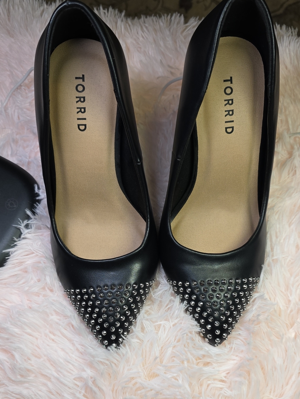 torrid Black Pointed-Toe Studded Pumps